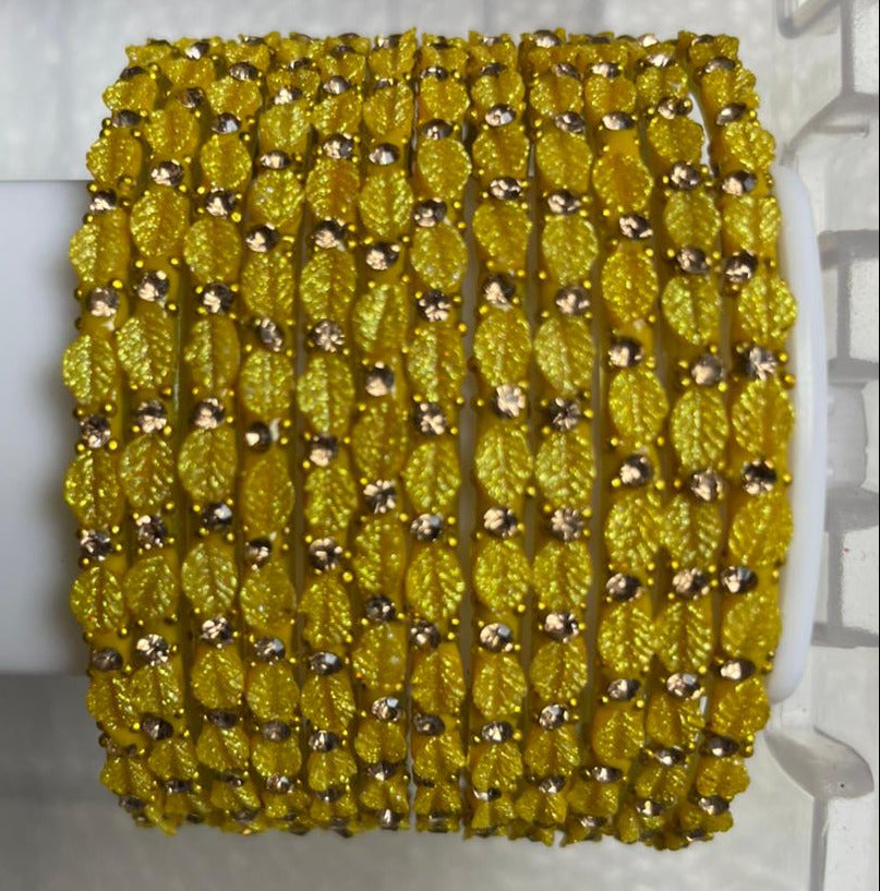 Leaf Design Glass Bangles